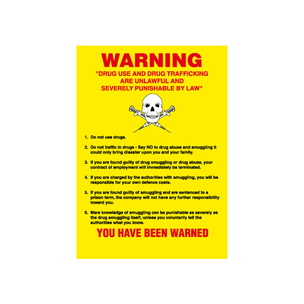 Drugs & Trafficking Warning A5 - 210 x 148 mm