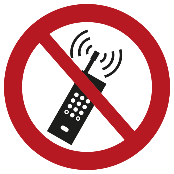 Mobiltelefon forbudt gulvskilt - Sklisikker asfaltfolie til gulvet - 400 x 400 mm