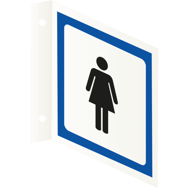 Flaggskilt - Dame toalett skilt - Aluminium - 200 x 200 mm - Toalettskilt med piktogram