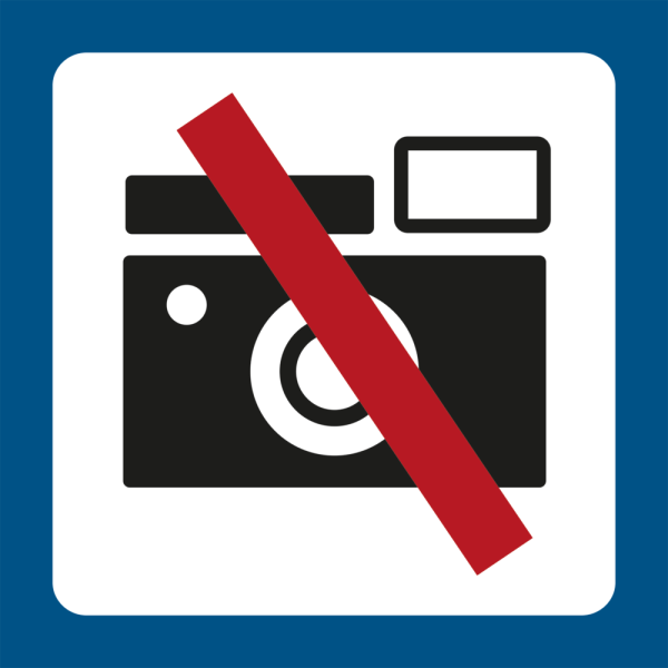 Skilt med piktogram for Fotografering forbudt - Symbolskilt