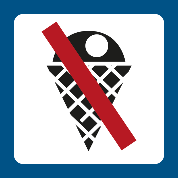 Skilt med piktogram for Is forbudt - Symbolskilt