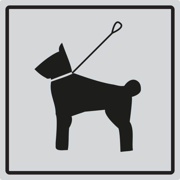 Skilt med piktogram for Hund tillatt - Rustfritt stål