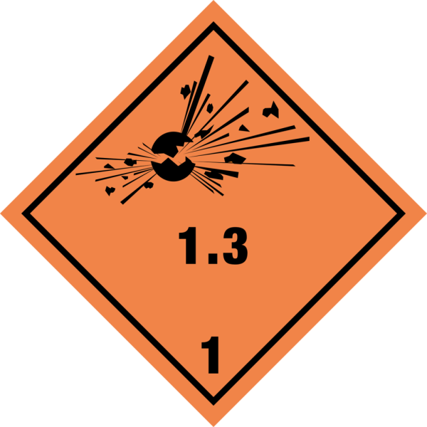 Explosives kl. 1.3 faresedler 