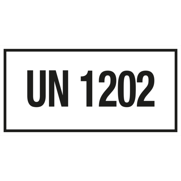 Merke for UN 1202 - 50 x 100 mm - Rull med 250 stk merker i selvklebende vinyl - ADR merking av farlig gods