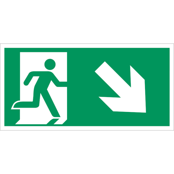 Escape route downstairs right - Klar vinyl - 50 x 100 mm