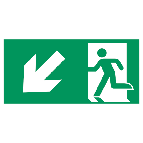Escape route downstairs left - klar vinyl - 50 x 100 mm