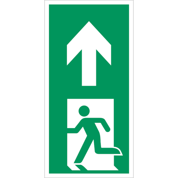 Escape route forward left vertical - Klar vinyl - 100 x 50 mm