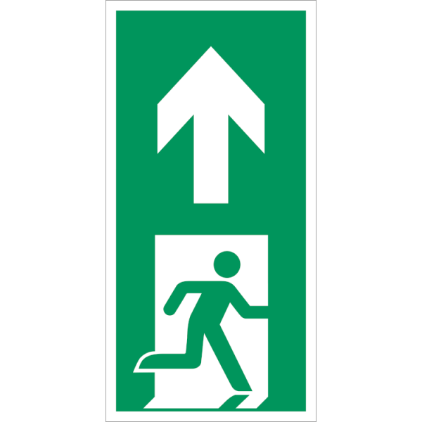 Escape route forward right vertical - Klar vinyl - 100 x 50 mm