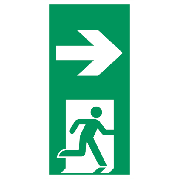 Escape route right vertical - Klar vinyl - 100 x 50 mm