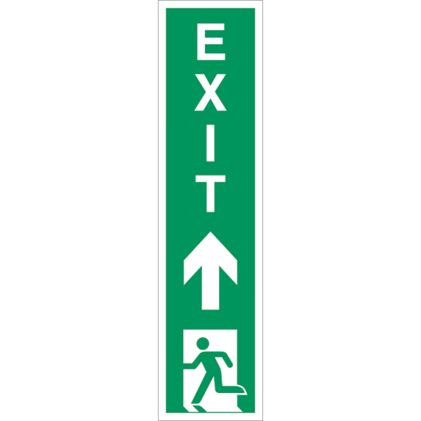 Escape route forward left vertical - Klar vinyl - 200 x 50 mm