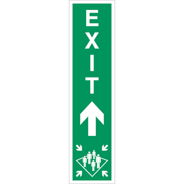 Exit Muster station arrow up - Klar vinyl - 200 x 50 mm