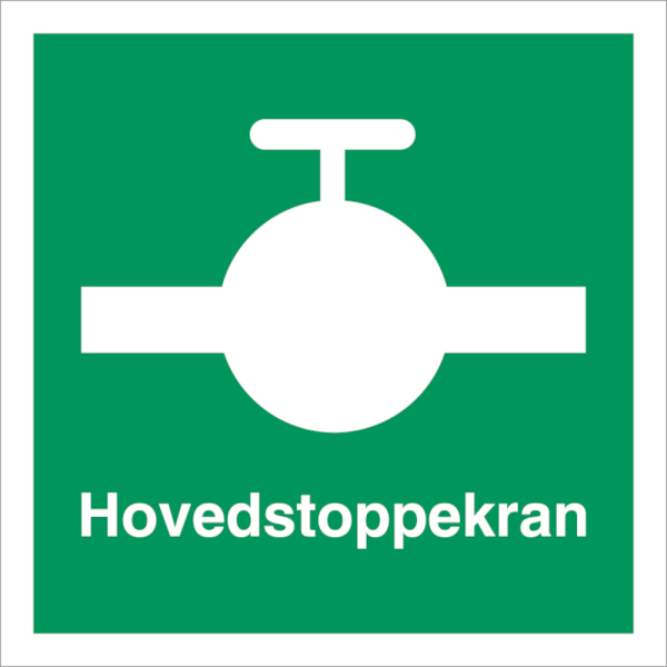Hovedstoppekran skilt - Nødskilt