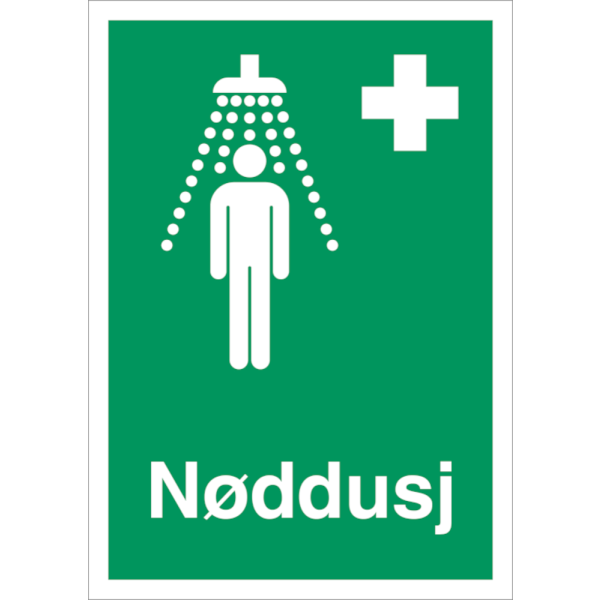 Nøddusj - Nødskilt
