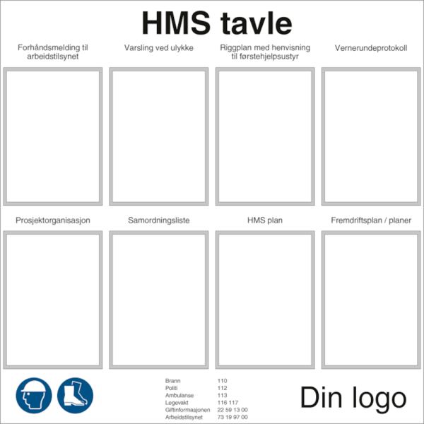 HMS tavle med rammer til byggeplassen - Aluminium - 950 x 950 mm