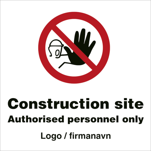 HMS Byggeplasskilt: Construction site - Med logo/ firmanavn