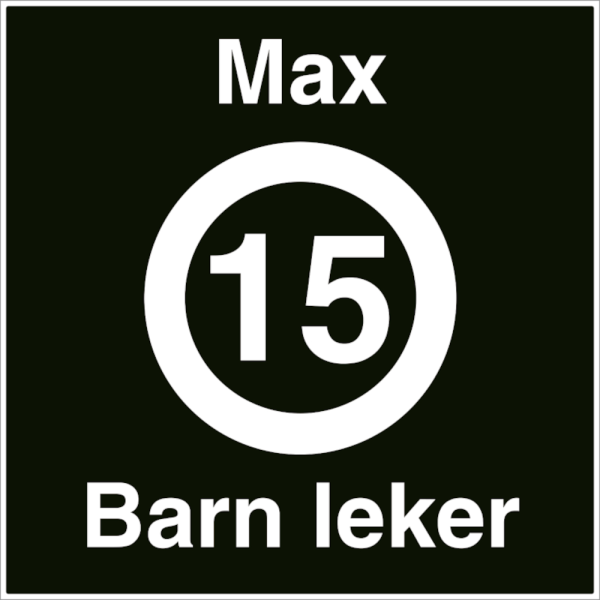 Barn leker skilt - Max 15 km/t - Privatrettslig fartsgrenseskilt