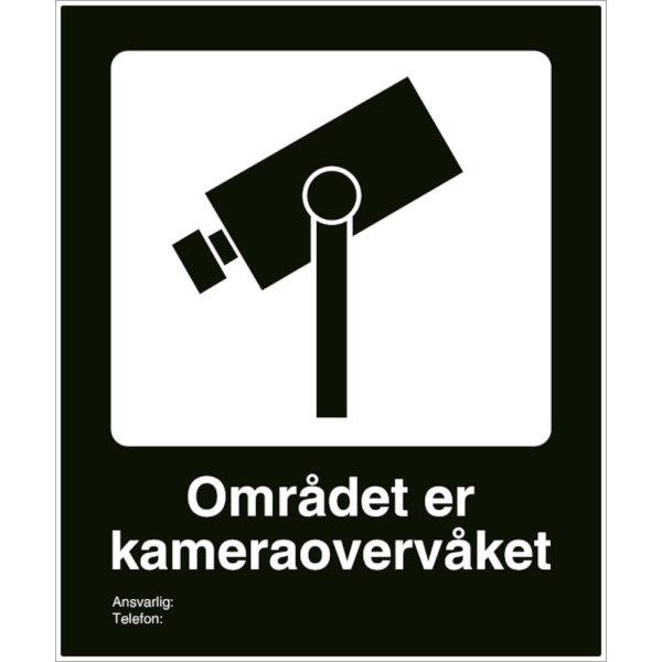 Området er kameraovervåket skilt - Privatrettslig opplysningsskilt