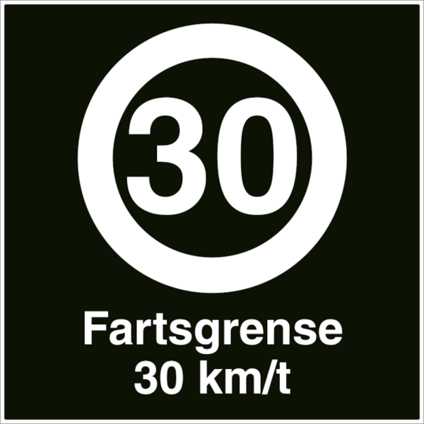 Fartsgrense 30 km/t skilt - Privatrettslig forbudsskilt