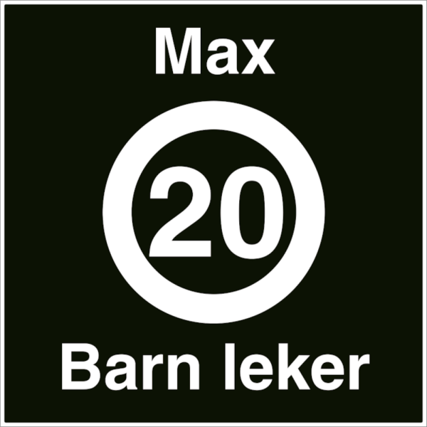 Barn leker skilt - Max 20 km/t - Privatrettslig fartsgrenseskilt