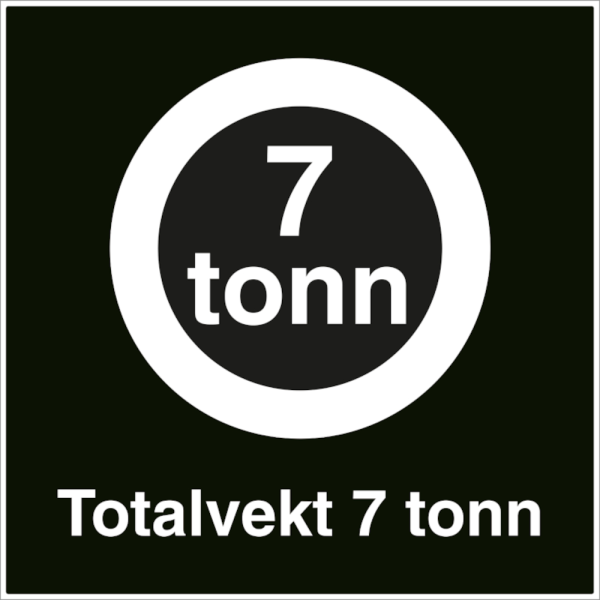 Totalvekt 7 tonn skilt - Privatrettslig forbudsskilt