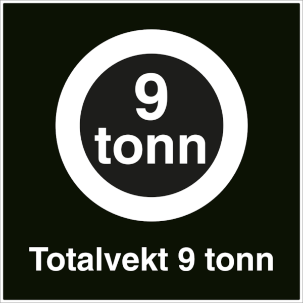 Totalvekt 9 tonn skilt - Privatrettslig forbudsskilt
