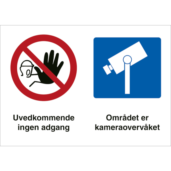 Kameraovervåket område skilt - kombiskilt - 297 x 420 - Refleks Alu.