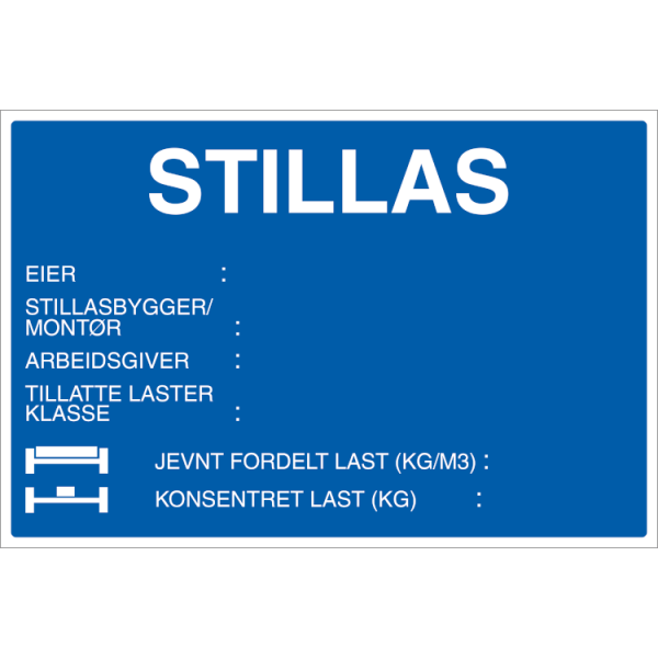 Informasjonsskilt til stillas - Refleks alu-sandwichplate - 400 x 600 mm