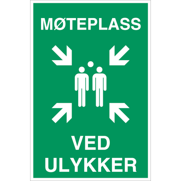 HMS Byggeplasskilt: Møteplass ved Ulykker - Refleks alu-sandwichplate - 600 x 400 mm