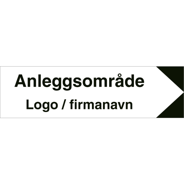 HMS Byggeplasskilt: Anleggsområde til høyre med logo - Refleks alu-sandwichplate - 225 x 800 mm