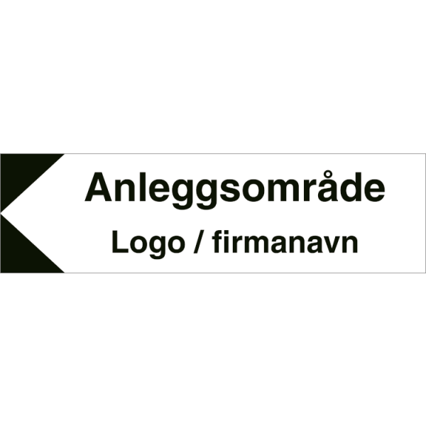 HMS Byggeplasskilt: Anleggsområde til venstre med logo - Refleks alu-sandwichplate - 225 x 800 mm