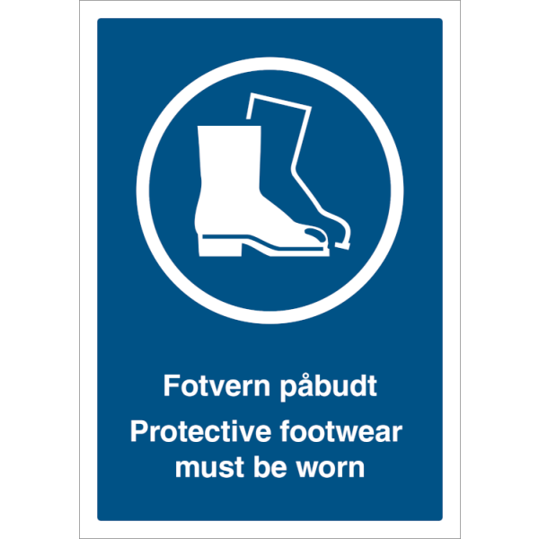 Påbudtskilt - Fotvern påbudt - Protective footwear must be worn