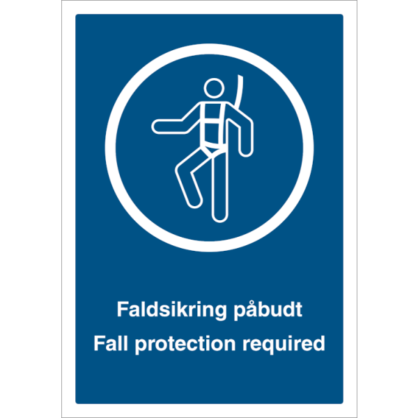 Påbudtskilt - Fallsikring påbudt - Fall protection required