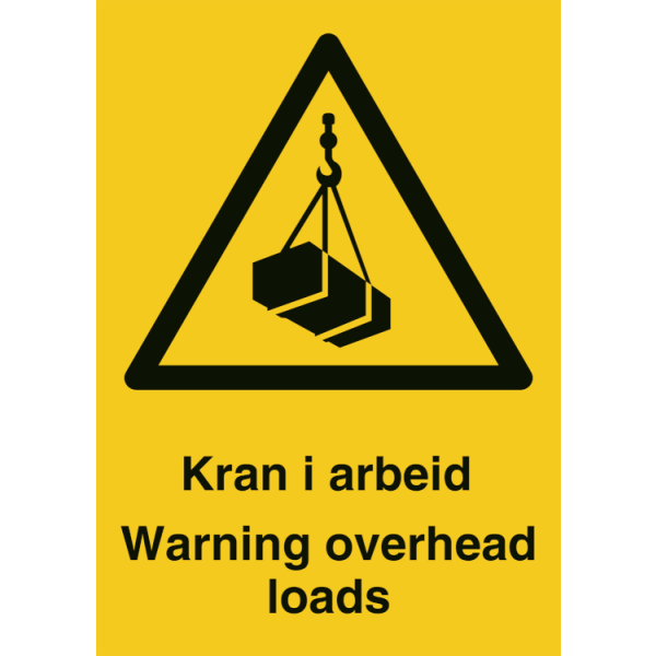 Varselskilt - Kran i arbeid - Warning overhead loads