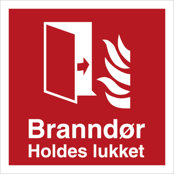 Branndør holdes lukket - Brannskilt ISO 7010 F005