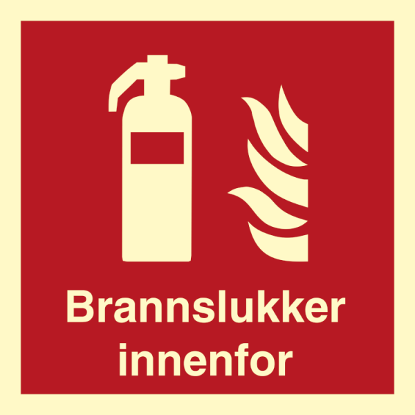 Brannslukker innenfor - Brannskilt ISO 7010 F001