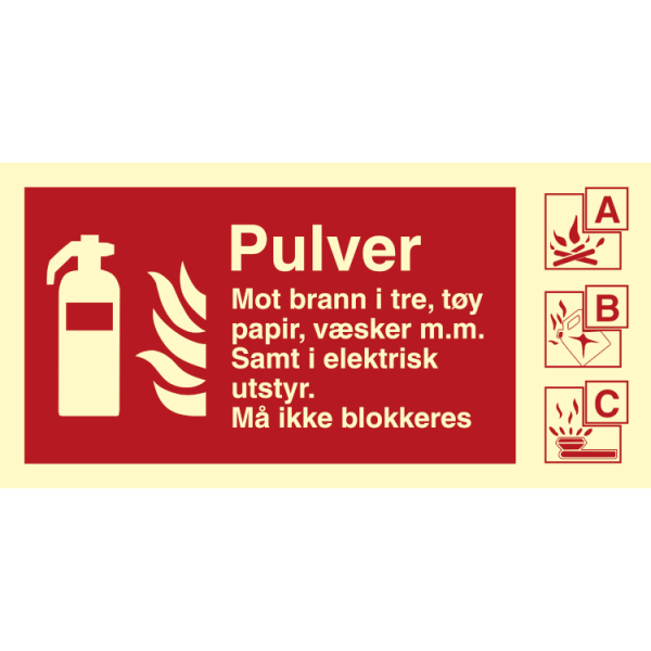 Pulverslukker - Brannskilt ISO 7010 F001