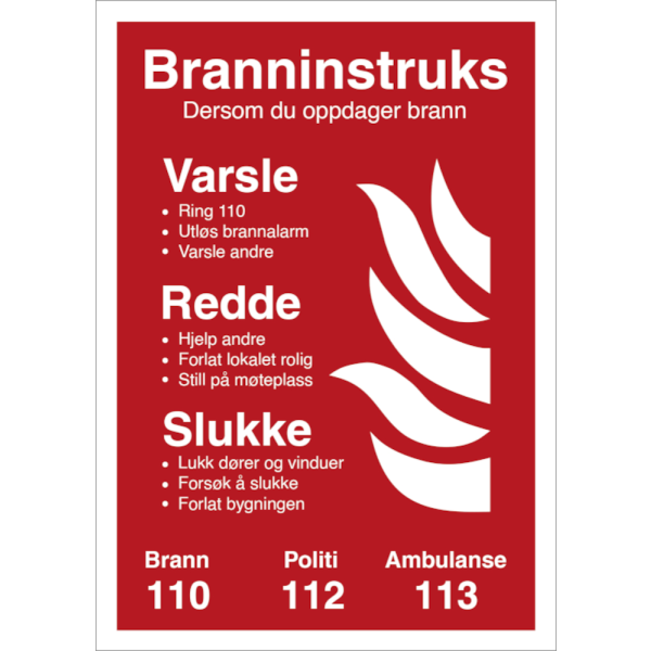 Branninstruks på flere språk etterlysende - Brannskilt