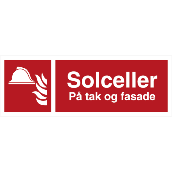 Solcelleanlegg på tak og fasade - Brannskilt ISO 7010