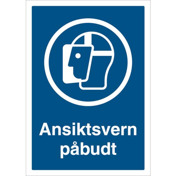 Ansiktsvern påbudt - Påbudsskilt ISO 7010 M013