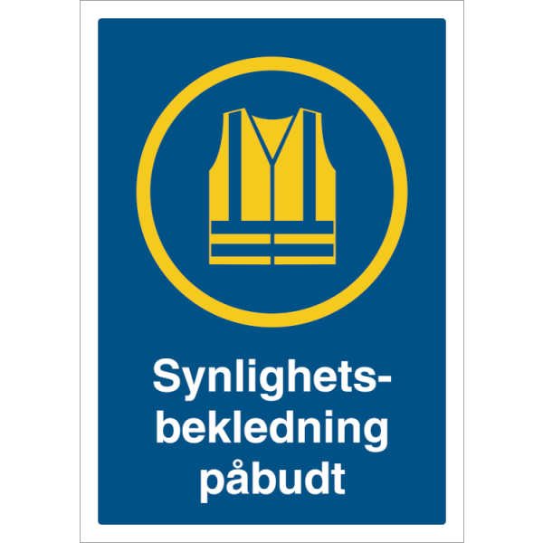 Synlighetsbekledning påbudt - Påbudsskilt ISO 7010 M015