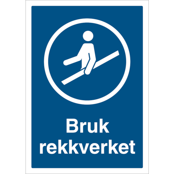 Bruk rekkverket - Påbudsskilt ISO 7010 M012