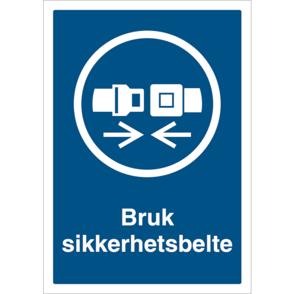Bruk sikkerhetsbelte - Påbudsskilt ISO 7010 M020