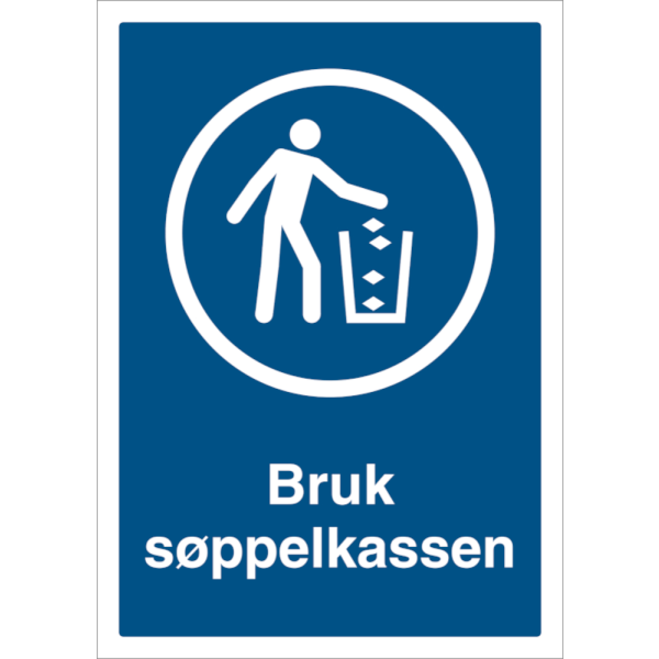 Bruk søppelkassen - Påbudsskilt ISO 7010 M030