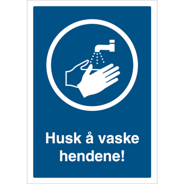 Husk å vaske hendene - Påbudsskilt ISO 7010 M011