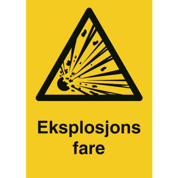 Fareskilt - Eksplosjonsfare - Plast - 297 x 210 mm