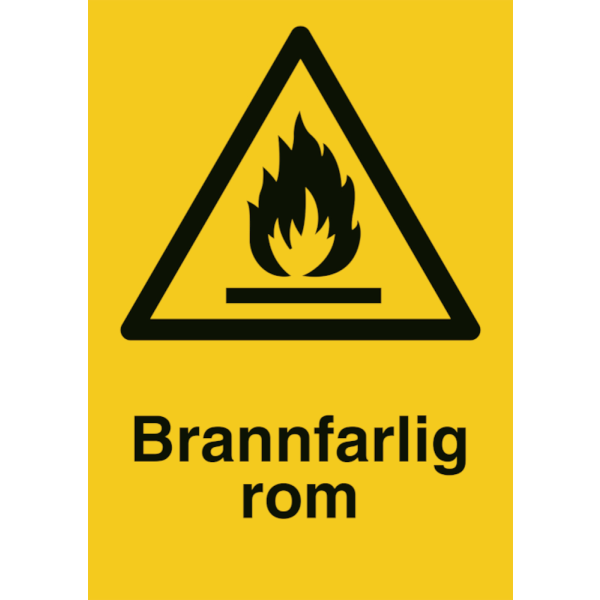 Brannfarlig rom - Fareskilt ISO 7010 W021