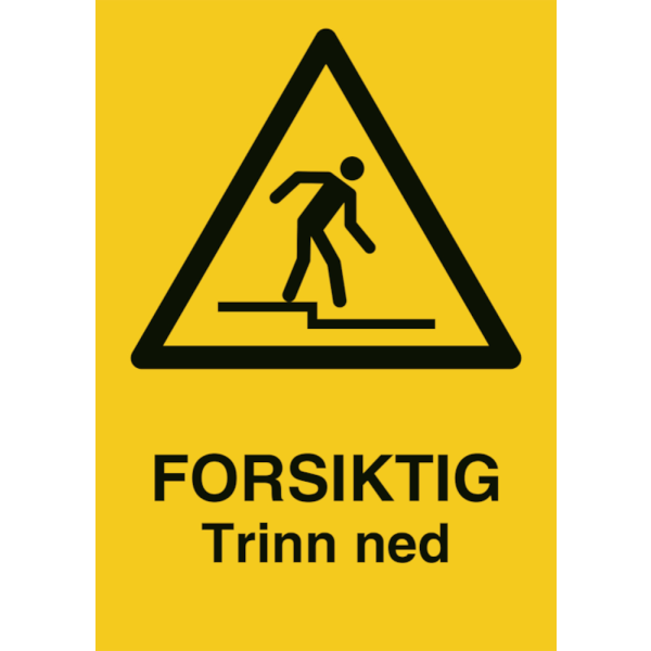 Forsiktig: Et trinn ned - Fareskilt ISO 7010 W070