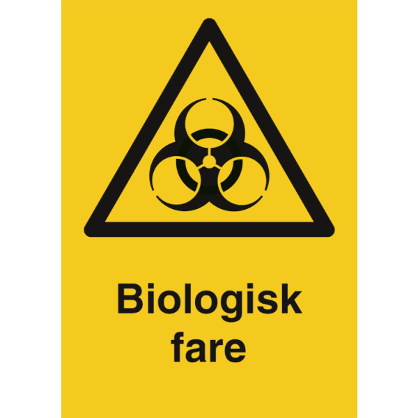 Fareskilt - Biologisk fare - Vinyl klistremerke - 297 x 210 mm