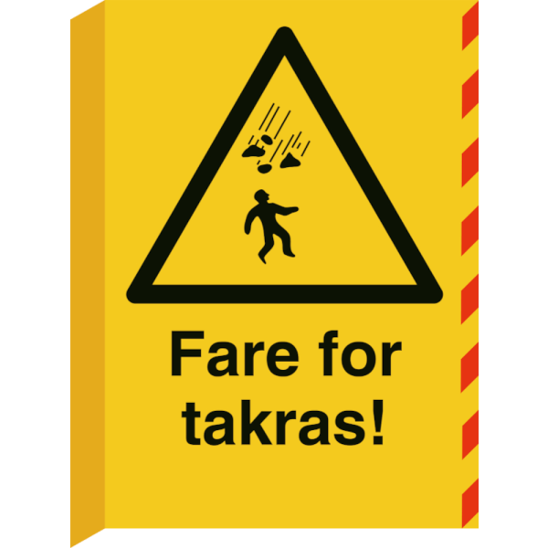 Fareskilt - Fare for takras! - Refleks aluminium - 594 x 420 mm