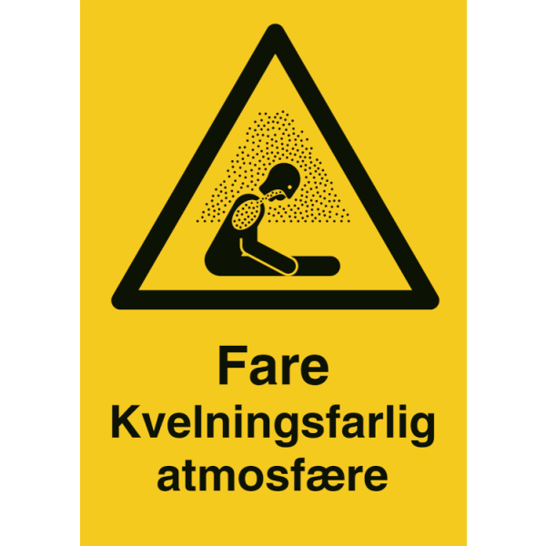 Kvelningsfarlig atmosfære - Fareskilt ISO 7010 W041
